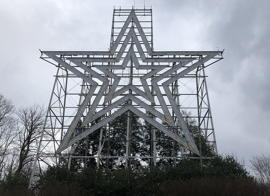 Contact - Angled View of the Roanoke Star in Roanoke, VA on a Cloudy Day